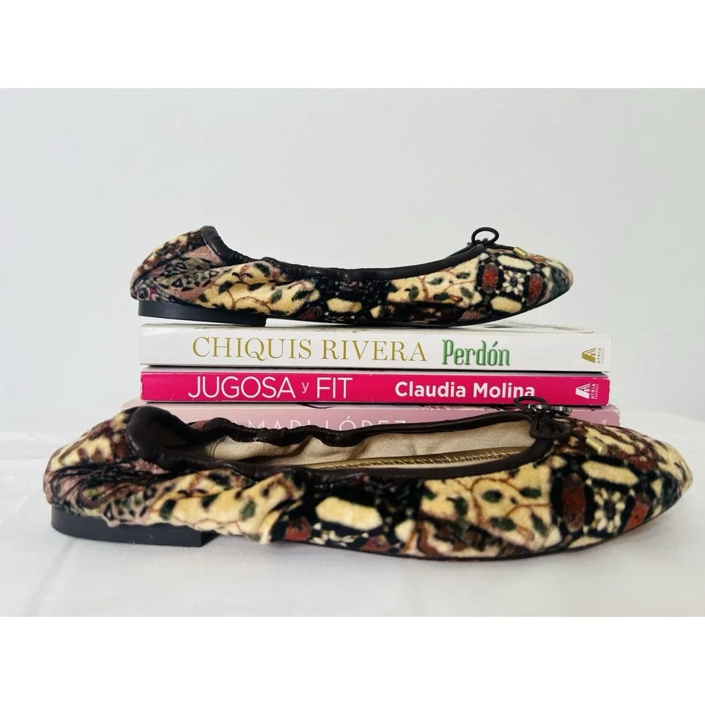 Sam Edelman Womens Felicia Ballet Boho Bohemian Hippie Flats Ivory Velvet Size 6